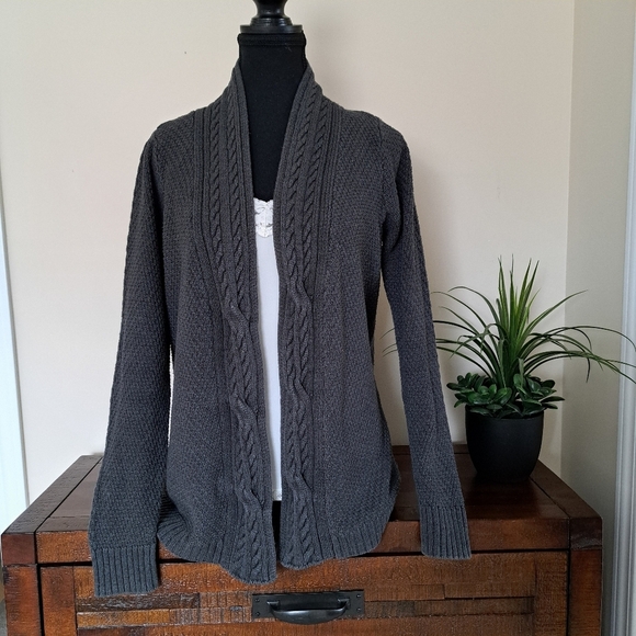 Croft & Barrow Sweater Grey Open Cardigan Women's Medium - Picture 1 of 10